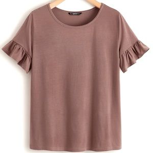 Ruffle Sleeve Solid Tee